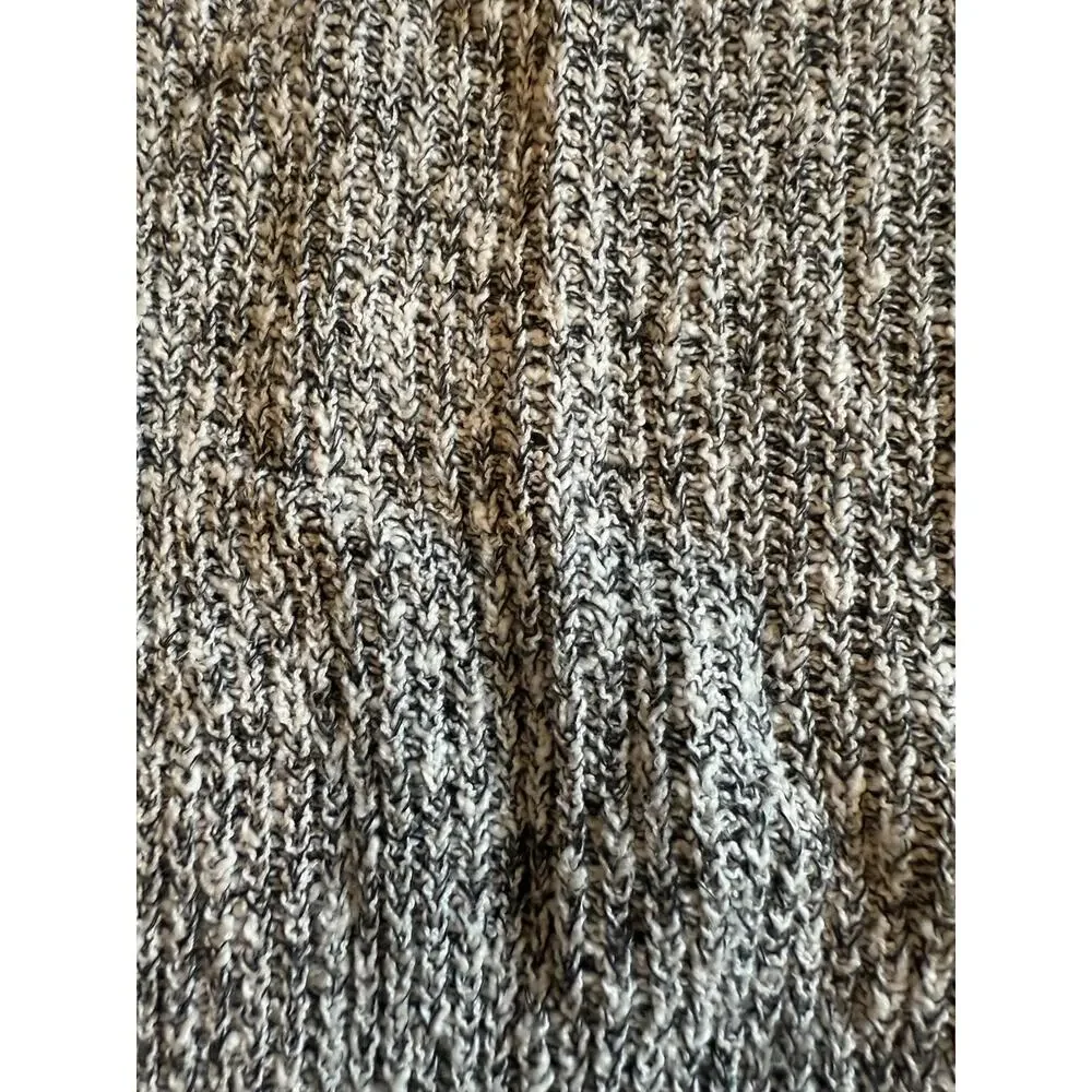 Free People Sweater Womens XSmall Black White Marled Ribbed Lettuce Hem Crewneck
